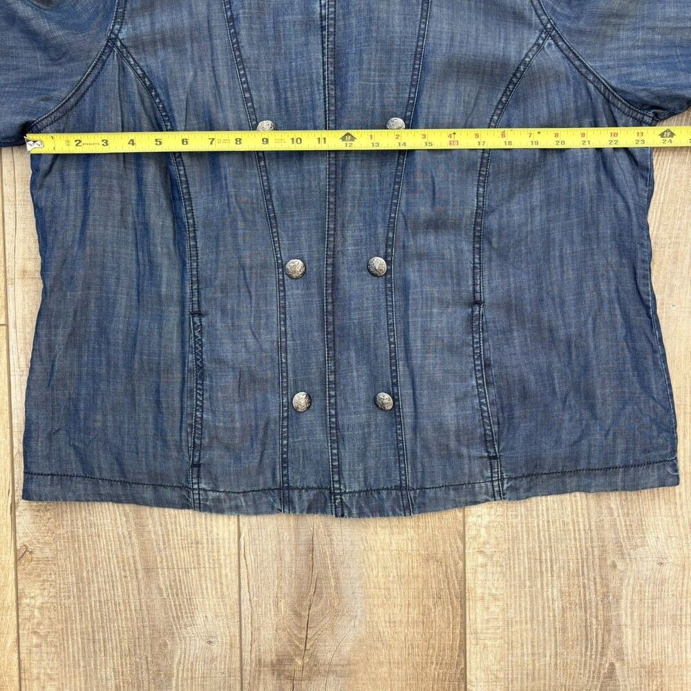 Coldwater Creek Women Chambray Denim Jacket Size 20-22 Spring Military Chic Blue - Picture 7 of 13